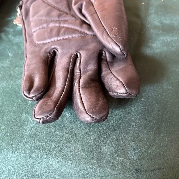 Harley-Davidson Brown Leather Gloves with silver chain - Picture 4 of 5